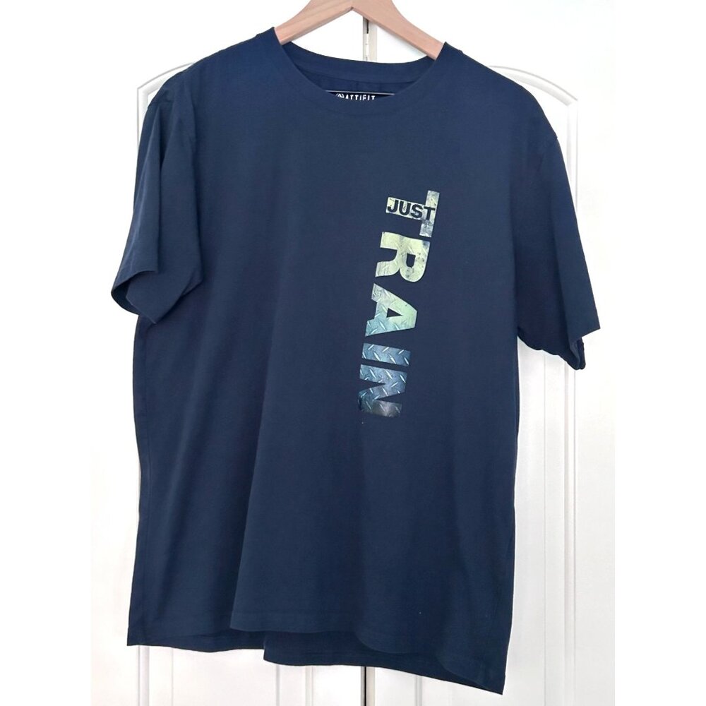 Mens Attifit Size Large L T Shirt Tee Just Train Navy Blue